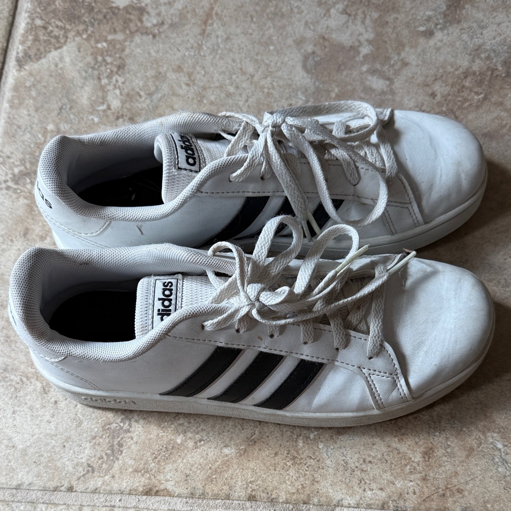 Adidas Classic White Sneakers With Black Stripes